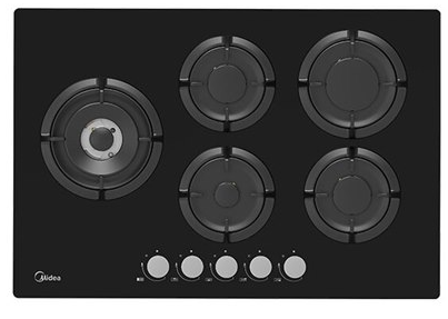 غاز MIDEA 75 سم 5 عيون زجاج اسود